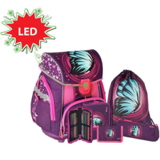 Spirit : Blue Butterfly mintás, LED-es iskolatáska, hátizsák 6 db-os szett iskolatáska