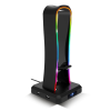 Spirit of Gamer Fejhallgató állvány - SENTINEL (4xUSB2.0, kábelvezetés, csúszásmentes talp, 11 RGB preset)