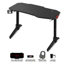 Spirit of Gamer Gamer Asztal - Headquarter 400 (MDF lap, fém lábak, fekete, RGB LED háttérvilágítás, 140 x 60 x 1,8 cm) íróasztal