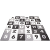 Springos Ábécés, számos, puzzle szőnyeg gyerekeknek, 175x175 cm, fehér, szürke, fekete