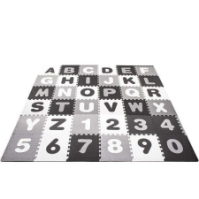 Springos Ábécés, számos, puzzle szőnyeg gyerekeknek, 175x175 cm, fehér, szürke, fekete játszószőnyeg