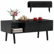 Springos Fekete emelhető tetejű dohányzóasztal tárolóval 100×50×43 cm bútor