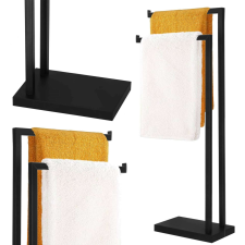 Springos fém Törölközőtartó 80,5x32,5x20,5cm - fekete fürdőszoba kiegészítő