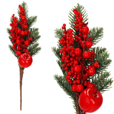 Springos Karácsonyi dekoráció, piros terméses csokor karácsonyi dekoráció