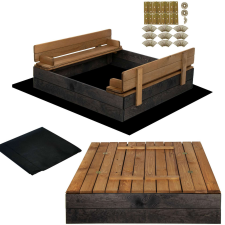 Springos Sb100b fából készült homokozó 100x100 prémium fekete homokozó