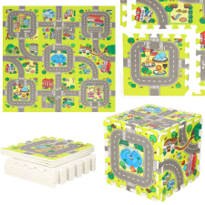 Springos Szivacs puzzle 90,5x90,5cm (9db 30x30cm) - Utcák #zöld játszószőnyeg