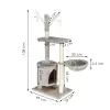 Springos Szizál macskakaparófa játékokkal - 4 szint - 87 cm - sötétszürke
