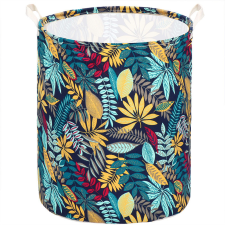 Springos Textil szennyeskosár, színes, levél mintás, 80L-es játéktároló bútor