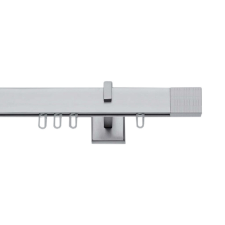 Square-Line karnis szett, 200 cm, széles végzáróval, Inox karnis, függönyrúd
