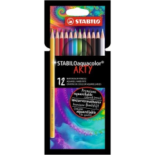 STABILO Akvarell ceruza készlet, STABILO "Aquacolor ARTY", 12 különböző szín színes ceruza