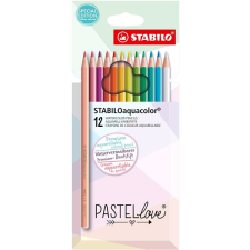 STABILO aquacolor - Pastellove - 12 db-os szett - 12 különböző szín színes ceruza