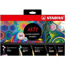 STABILO ARTY - 50 ks - zvýrazňovače, pastelky, jemné linery a prémiové vláknové fixy filctoll, marker