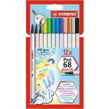 STABILO Ecsetirón készlet, STABILO "Pen 68 brush", 12 különböző szín ecset