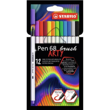 STABILO Ecsetirón készlet, STABILO "Pen 68 brush ARTY", 12 különböző szín filctoll, marker