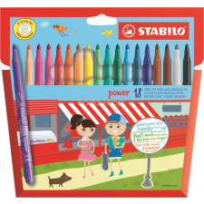 STABILO Filctoll készlet, 2 mm, STABILO "Power", 18 különböző szín filctoll, marker