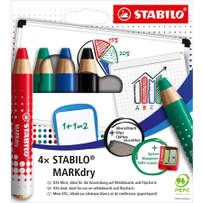 STABILO MARKdry szett hegyezővel és törlőkendővel, 4 db, 4 szín filctoll, marker