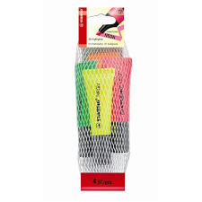 STABILO Neon szövegkiemelő 4 dB Vésőhegyű Zöld, Narancssárga, Rózsaszín, Sárga (72/4-1) filctoll, marker