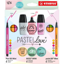 STABILO Pastellove - 18 db - tűfilc, prémium szálas filctoll és szövegkiemelő filctoll, marker