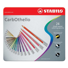 STABILO Pasztell ceruza készlet, kerek, fém doboz, STABILO &quot;CarbOthello&quot;, 24 különböző szín színes ceruza