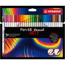 STABILO Pen 68 brush, rugalmas ecset formájú heggyel, tokban, 30 szín filctoll, marker