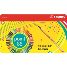 STABILO Point 88 tűfilc készlet - 50 szín, 0.4mm, fém doboz filctoll, marker