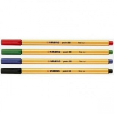 STABILO Rostirón, tűfilc készlet, 0,4mm, 32234 Stabilo Point 88, 4 klf. szín filctoll, marker