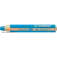 STABILO Színes ceruza, kerek, vastag, STABILO &quot;Woody 3 in 1&quot;, ciánkék színes ceruza
