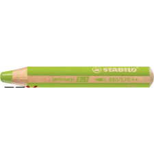 STABILO Színes ceruza, kerek, vastag, STABILO &quot;Woody 3 in 1&quot;, világoszöld színes ceruza