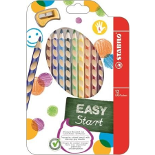 STABILO Színes ceruza készlet, háromszögletű, balkezes, STABILO "EasyColours", 12 különböző szín színes ceruza