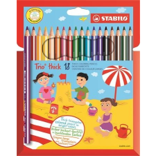 STABILO Színes ceruza készlet, háromszögletű, vastag, STABILO "Trio thick", 18 különböző szín színes ceruza
