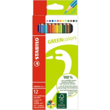 STABILO Színes ceruza készlet, hatszögletű, STABILO "GreenColors", 12 különböző szín színes ceruza