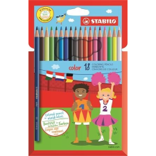 STABILO Színes ceruza készlet, hatszögletű, STABILO &quot;Color&quot;, 18 különböző szín színes ceruza