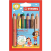 STABILO Színes ceruza készlet, kerek, vastag,  "Woody 3 in 1", 6 különböző szín