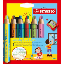 STABILO Színes ceruza készlet, STABILO "Woody 3 in 1 duo", 6 dupla vegyes szín - TST88262 (8826-2) színes ceruza
