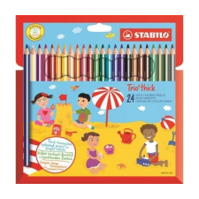 STABILO Színes ceruza készlet, vastag, háromszögletû, hegyezõvel, STABILO "Trio", 18 különbözõ... színes ceruza