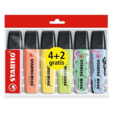 STABILO Szövegkiemelő STABILO Boss pasztell 4+2 db/készlet filctoll, marker