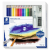 STAEDTLER Akvarell ceruza készlet, ecsettel, radírral, hegyezővel, grafitceruzával, STAEDTLER® "146 10C", 12 különböző szín