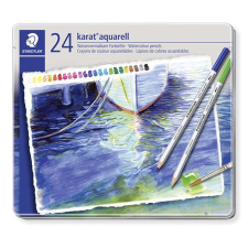 STAEDTLER Akvarell ceruza készlet, hatszögletű, fém doboz, STAEDTLER &quot;Karat® aquarell 125&quot;, 24 különböző szín akvarell