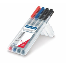 STAEDTLER Alkoholmentes marker készlet, OHP, 0,6 mm, STAEDTLER &quot;Lumocolor 316 F&quot;, 4 különböző szín filctoll, marker