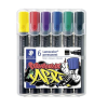  STAEDTLER Alkoholos marker készlet, 2-5 mm, vágott, STAEDTLER "Lumocolor® 350", 6 különböző szín