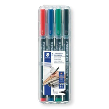 STAEDTLER Alkoholos marker készlet, OHP, 0,4 mm, STAEDTLER Lumocolor 313, 4 különböző szín (TS313WP4) filctoll, marker