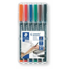STAEDTLER Alkoholos marker készlet, OHP, 0,4 mm, STAEDTLER Lumocolor 313, 6 különböző szín (TS313WP6) filctoll, marker