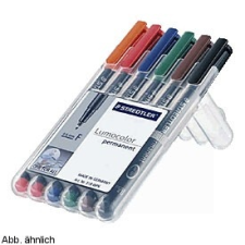 STAEDTLER Alkoholos marker készlet, OHP, 0,6 mm, STAEDTLER &quot;Lumocolor 318 F&quot;, 6 különböző szín filctoll, marker