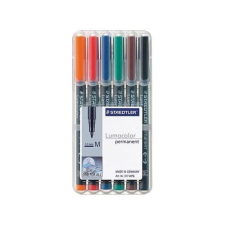 STAEDTLER Alkoholos marker készlet, OHP, 1 mm,  "Lumocolor 317 M", 6 különböző szín filctoll, marker
