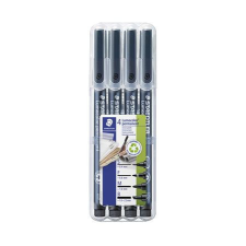 STAEDTLER Alkoholos marker készlet, OHP, STAEDTLER &quot;Lumocolor® 31&quot;, 4 különböző vonalvastagság, fekete filctoll, marker