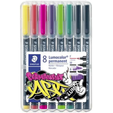 STAEDTLER Alkoholos marker készlet, STAEDTLER "Lumocolor Permanent ART", 8 különböző szín és vastagság filctoll, marker