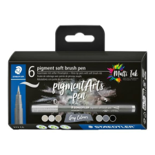 STAEDTLER Ecsetirón készlet, STAEDTLER Pigment 372, 6 különböző fekete és szürke árnyalat (TS372C6) filctoll, marker