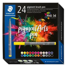 STAEDTLER Ecsetirón készlet, STAEDTLER "Pigment brush 371", 24 különböző szín filctoll, marker