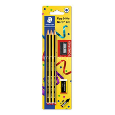 STAEDTLER Grafitceruza, HB, hatszögletű, hegyezővel és radírral, STAEDTLER &quot;Noris&quot; ceruza