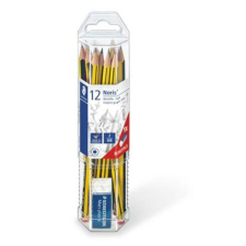 STAEDTLER Grafitceruza készlet, ajándék radírral, HB, hatszögletű, STAEDTLER "Noris 120" ceruza